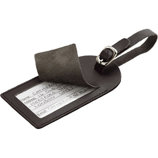 Go Travel 2 Leather Luggage Labels - Black