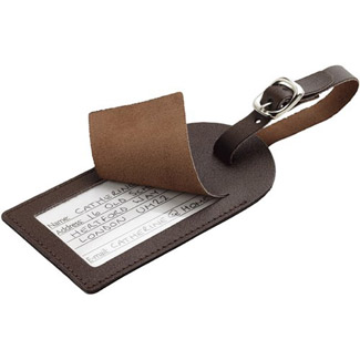 Go Travel 2 Leather Luggage Labels - Brown