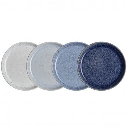 Denby Studio Blue 4 Piece Medium Coupe Plate Set