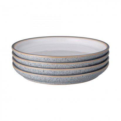 Denby Studio Grey Set of 4 Medium Coupe Plates Quartz White