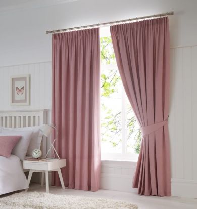 Dijon Ready-Made Blackout Pencil Pleat Curtains  Blush 90