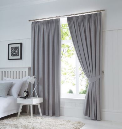 Dijon Ready-Made Blackout Pencil Pleat Curtains - Silver 66