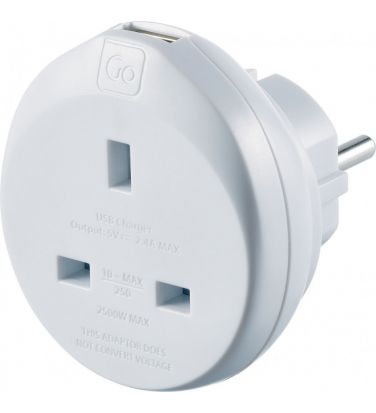 Go Travel UK to Europe Adaptor + USB