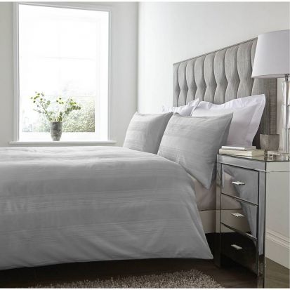 The Linen Consultancy Mayfair Silver Duvet Cover Set - Single