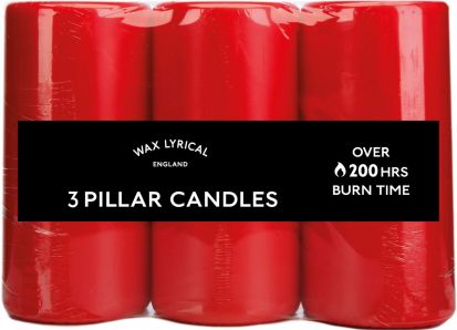 Wax Lyrical Pack of 3 Pillar Candles - Red