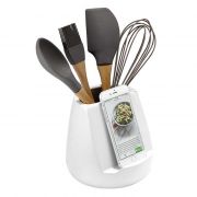 Ladelle Oliver White Gloss Utensil Holder and Tablet Stand 3